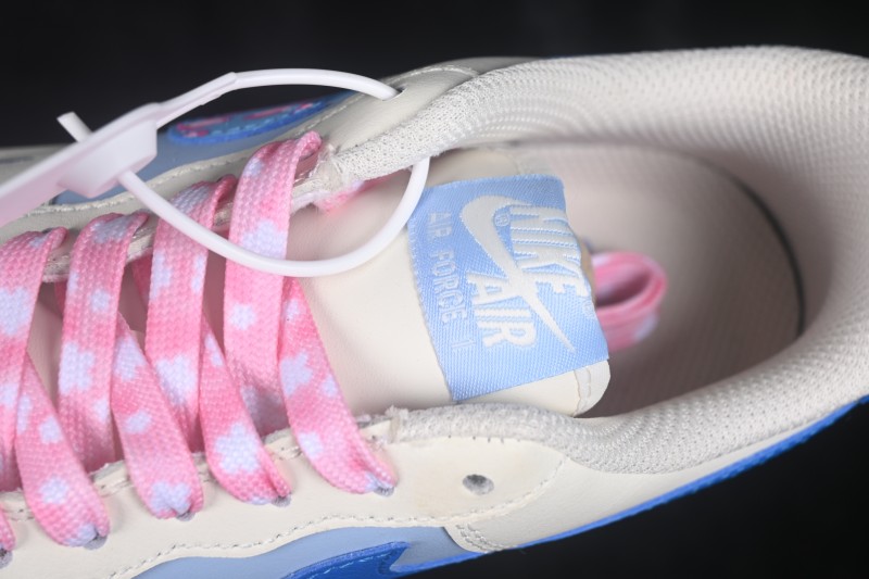 Nike Air Force 1 '07 Low Hand-Painted Sneakers with Pastel Blue and Pink Bubble Design - DB3301-112