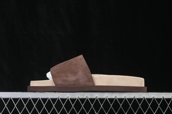 Brunello Cucinelli Suede Flat Slip-On Open-Toe Slide Sandal MZUSOLY236CAY70 BROWN