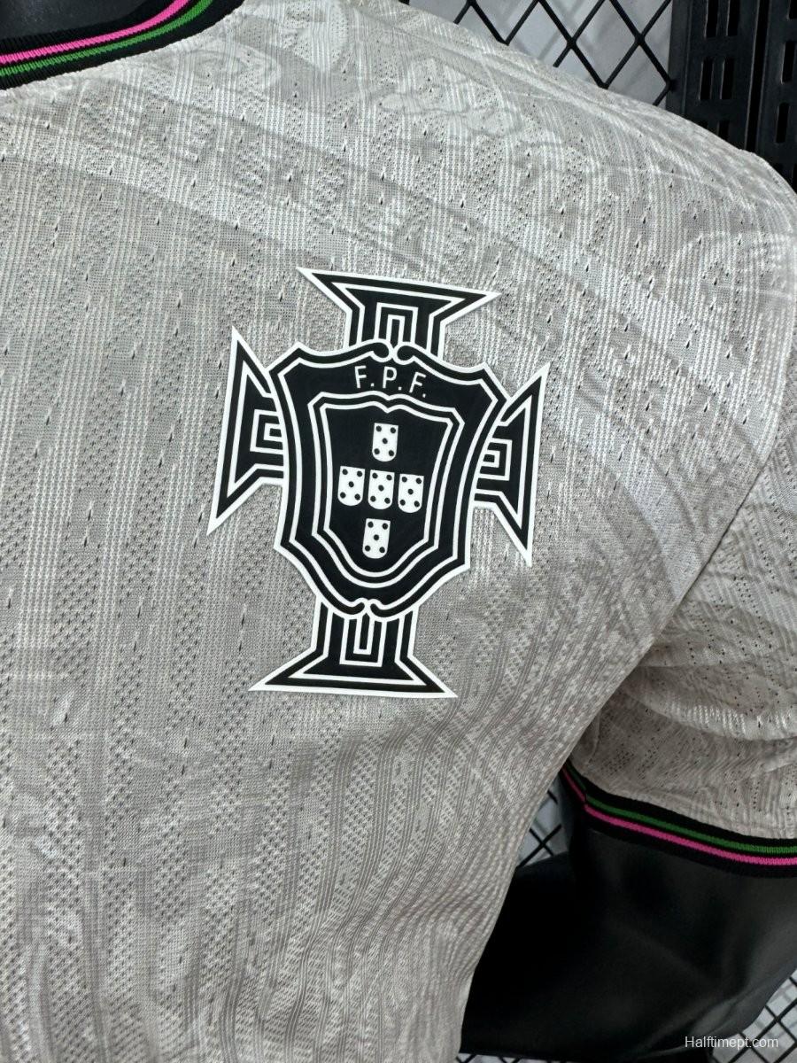 Player Version 2025 Portugal Away White with Subtle Pattern Jersey
