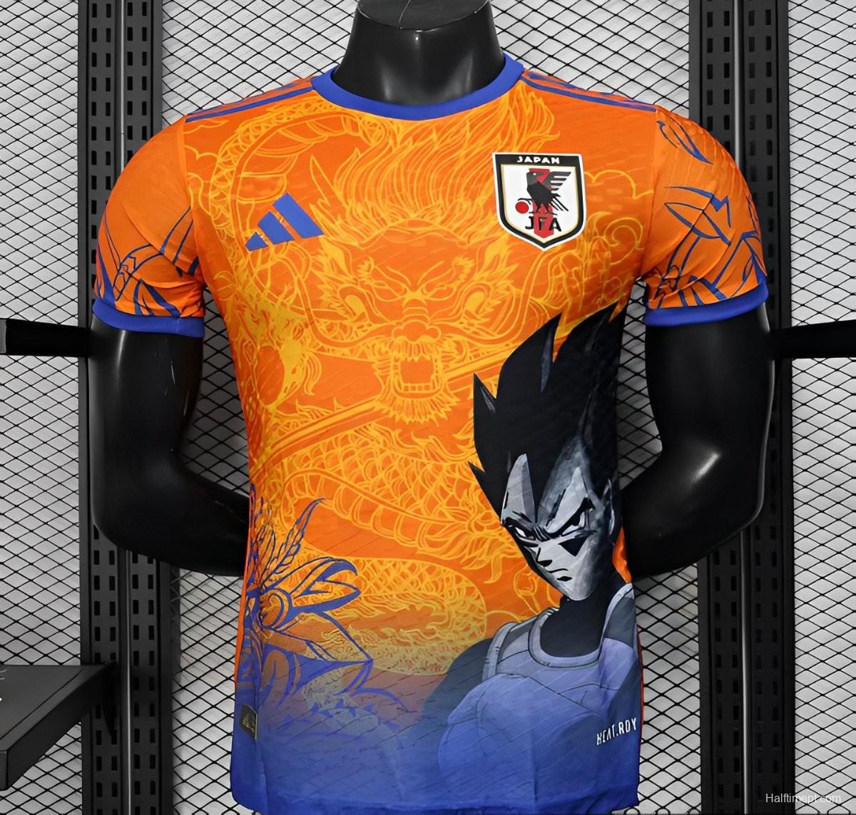 Player Version 2025 Japan Orange with Dragon Ball Z Vegeta Character Jersey