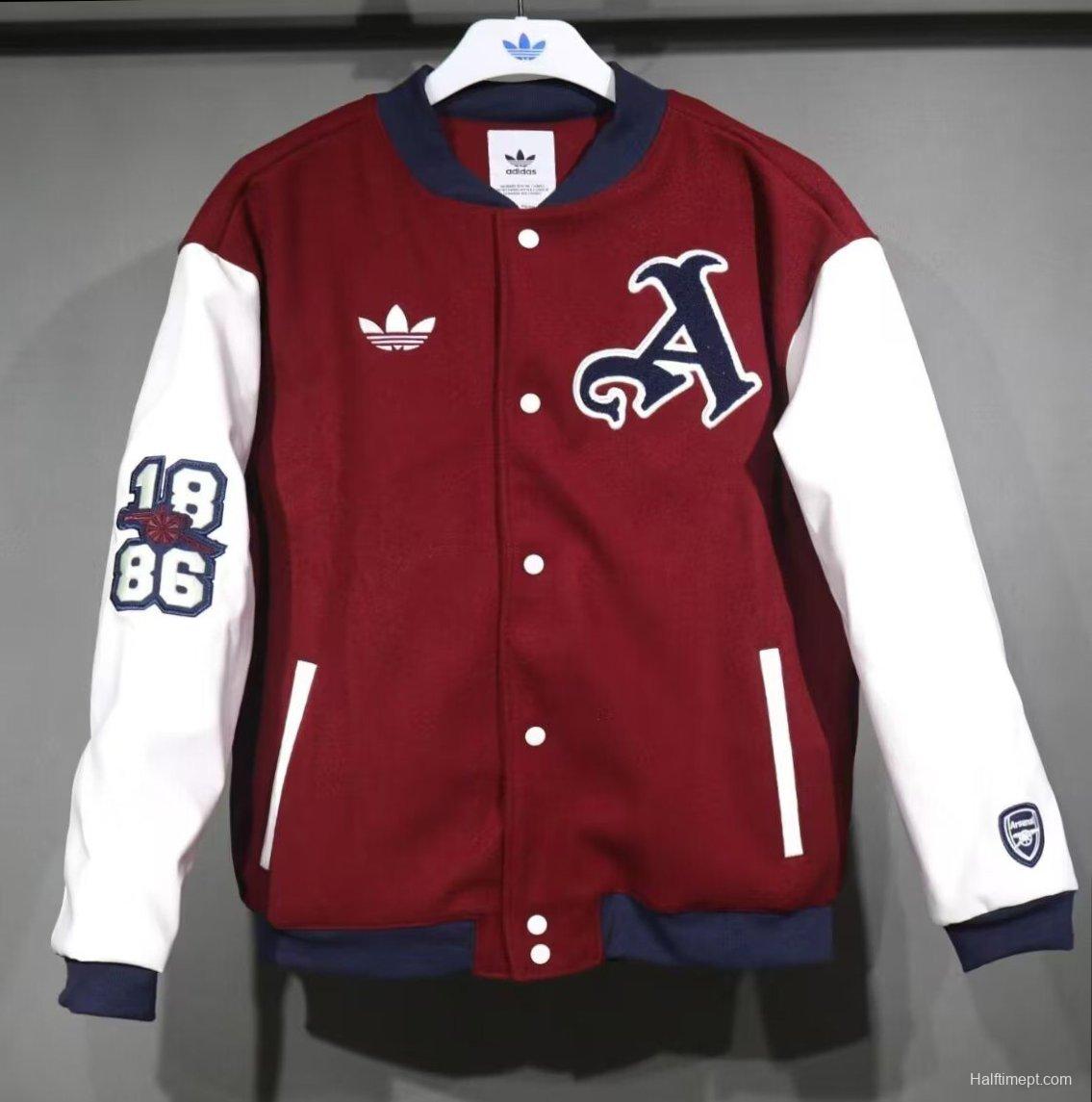 25/26 Adidas Originals xArsenal Wine Baseball VRCT Outdoor Jakcet