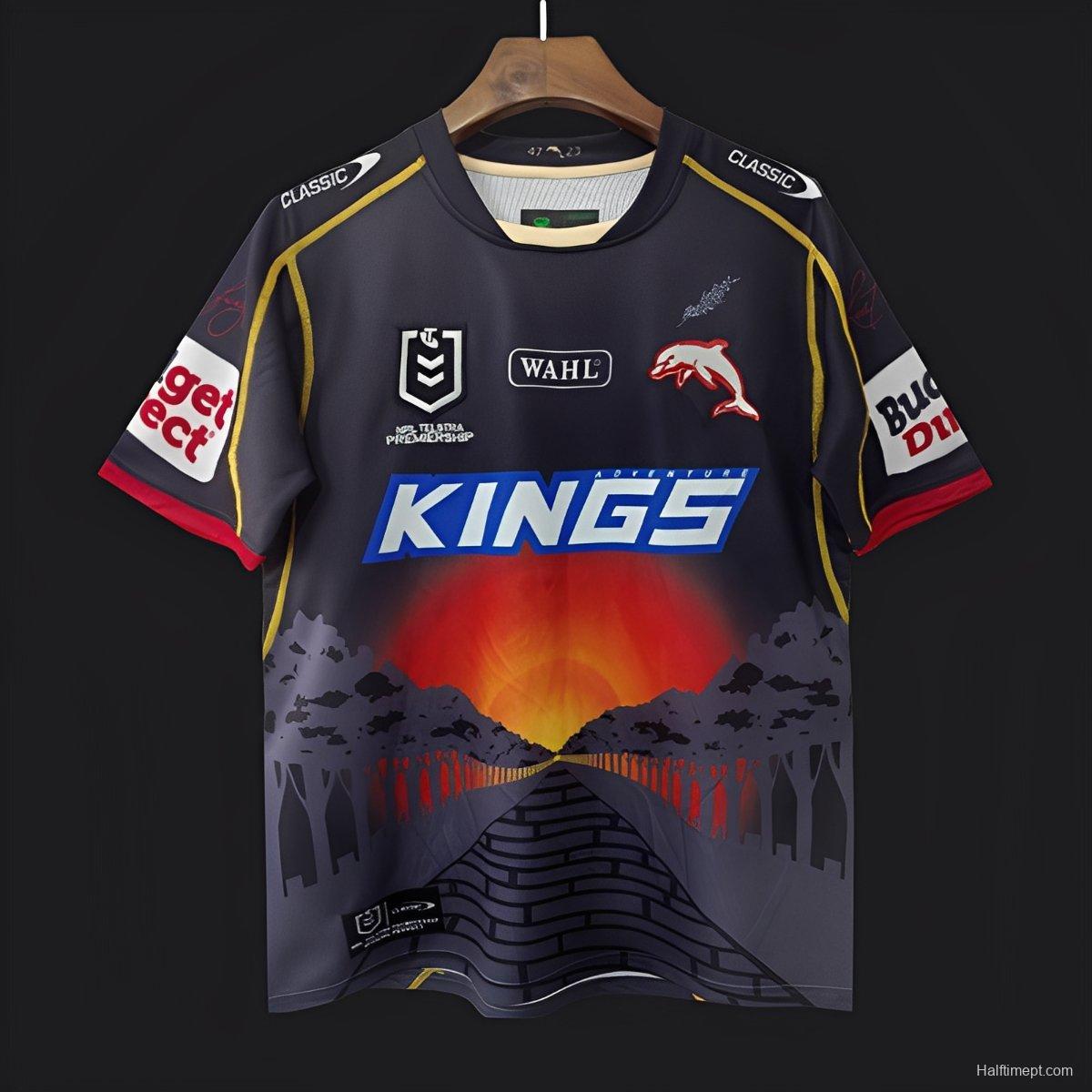 25/26 Redcliffe Dolphins Black with Sunset Pyramid Indigenous Jersey