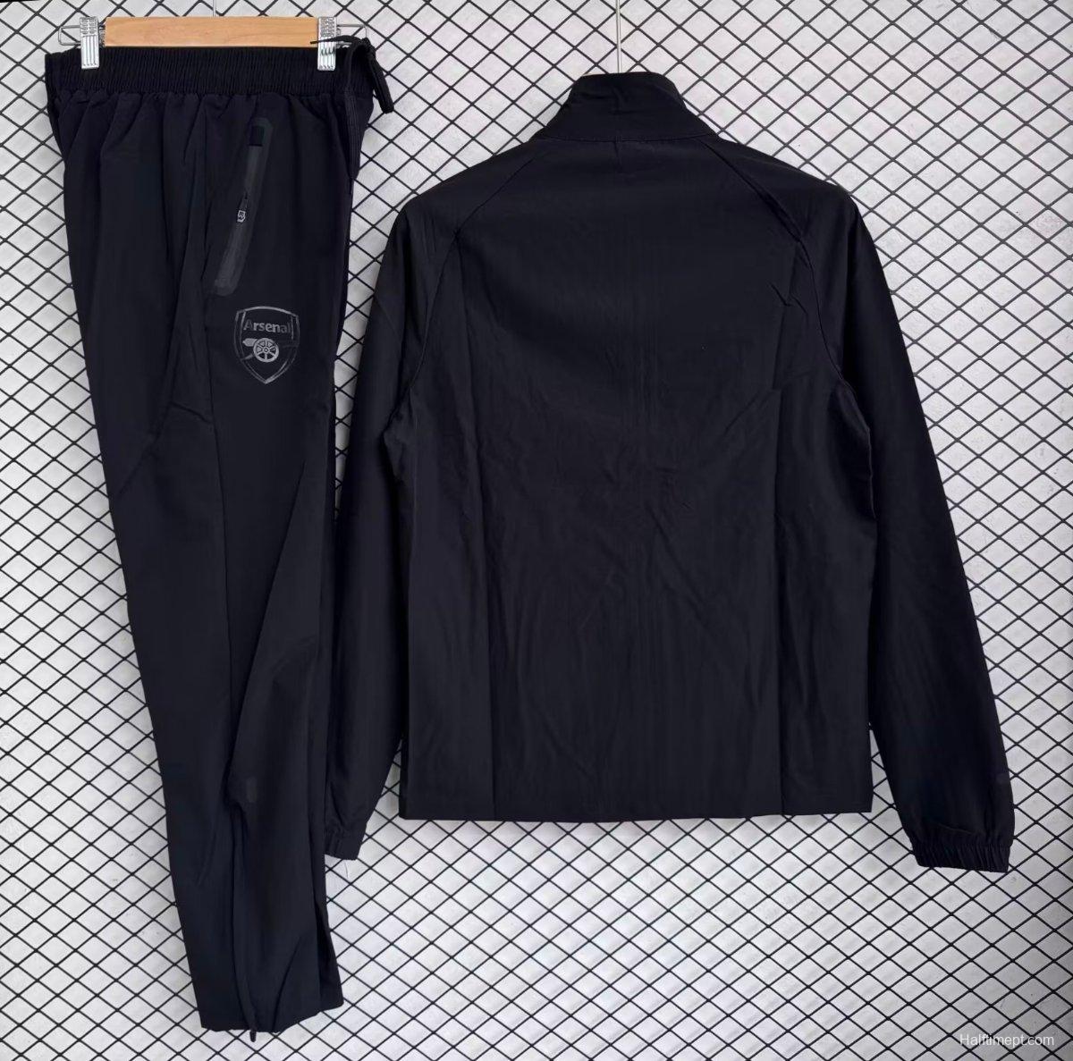 25/26 Arsenal Black Full zipper Jacket Tracksuit+ long pants
