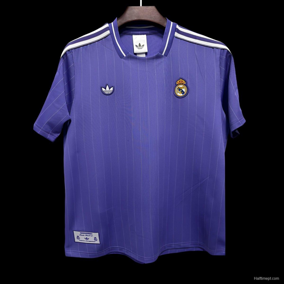 2026 Real Madrid Adidas Terrace Icons Purple Pinstripe Jersey