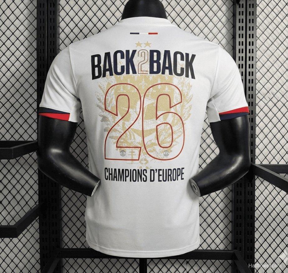Player Version 2 Star 25/26 PSG Away Jersey With Champions of Europe 2026 Printing