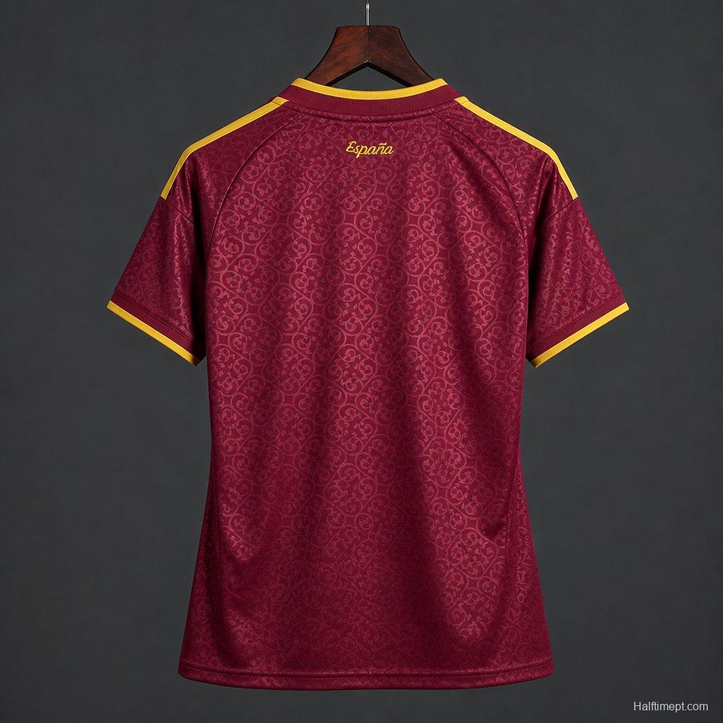 2 Star 2026 Womens Spain Away Red Special Edition Jersey With Champion Patch