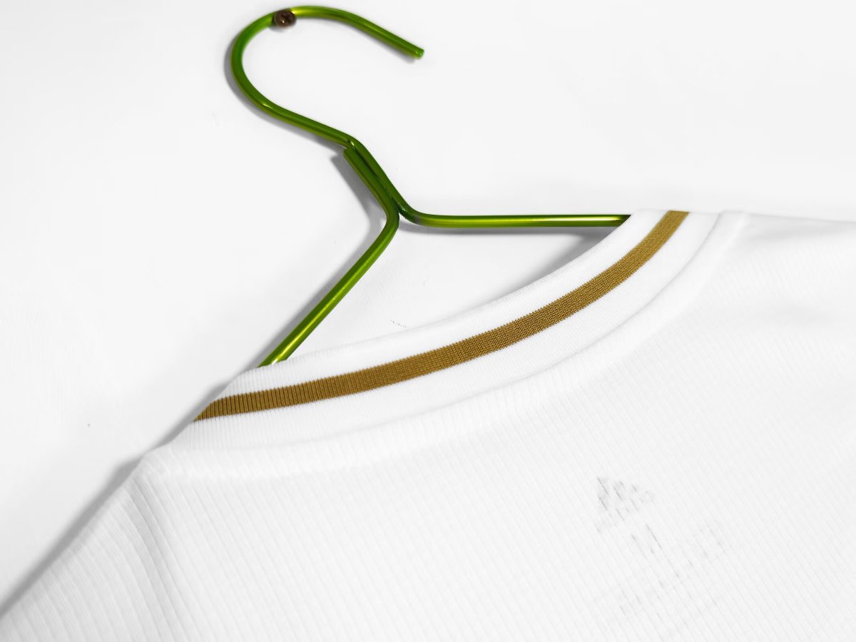 Retro 19/20 Real Madrid White with Gold Stripes Home Long Sleeve Jersey
